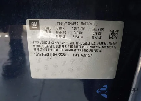 2016 Chevrolet Malibu 1Lt из США, поврежденный, VIN 1G1ZE5ST0GF353352